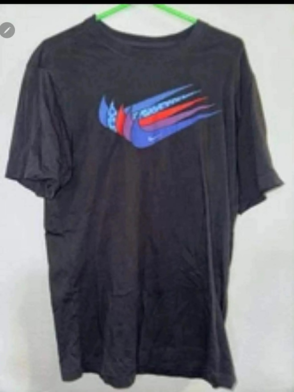 Nike Black Short-Sleeve Tee with Blue and Red Swoosh Graphic